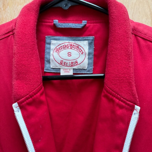 Vintage 80s Brooks-Brothers Varsity Bomber Jacket Red Mens Size S - Picture 4 of 10